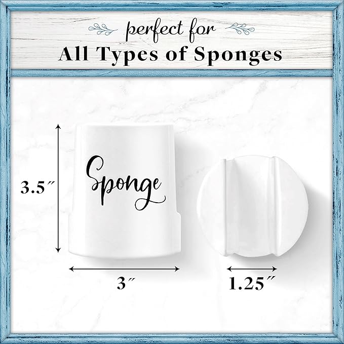 Home Acre Designs Sponge Holder for Kitchen Sink - Rustic Farmhouse Home & Kitchen Decor - White Ceramic
