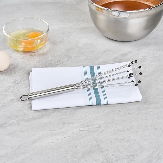 Restaurantware 10.5 in Stainless Steel Ball Whisk with Silicone Tips - 24 Pack - German Standard Sauce & Gravy Whisk, Non-Scratch, Dishwasher Safe - Non-Stick Silicone Ball Whisk for Baking