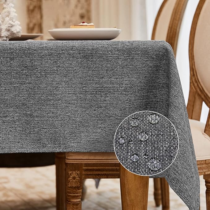 BALCONY & FALCON Rectangle Tablecloth Washable Wrinkle Resistant and Water Proof Table Cloth Decorative Linen Fabric Tablecloths for Dining Parties Kitchen Wedding and Outdoor Use (Gray, 57x85)