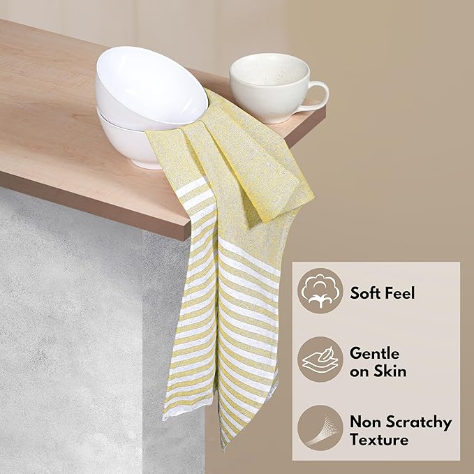 Lemon Yellow Stripe Cloth Napkins 4 Pack, 18x18 Inches, 100% Cotton, Machine Washable, Durable Reusable Table Linen for Everyday Dining, Spring Events, Easter Brunch, Wedding Parties