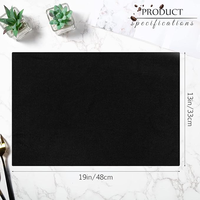 Sieral 12 Set Cloth Placemats Rectangle Dining Table Placemat Bulk 13 x 19 Inch Machine Washable Heat Resistant Cotton Linen Table Mats for Wedding Birthday Party Supplies(Black)