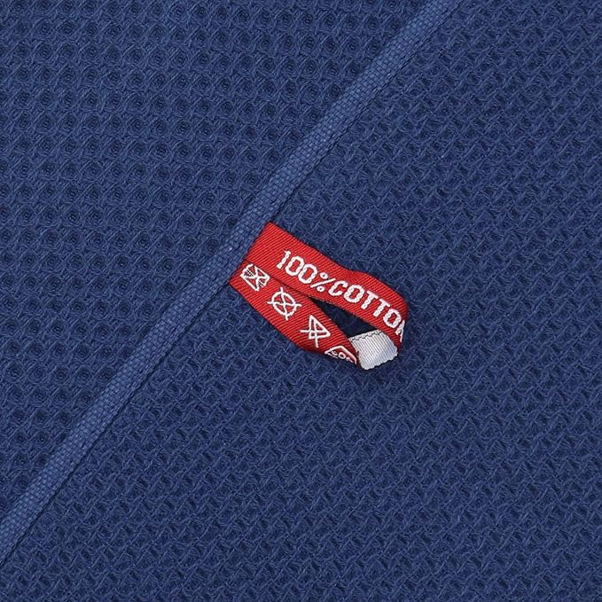 Mia's Dream Cotton Face Waffle Weave Tea Towels, Soft Absorbent Bath Guest Gym Towel Washcloths, 13"x28", 3 Pack (Navy Blue)