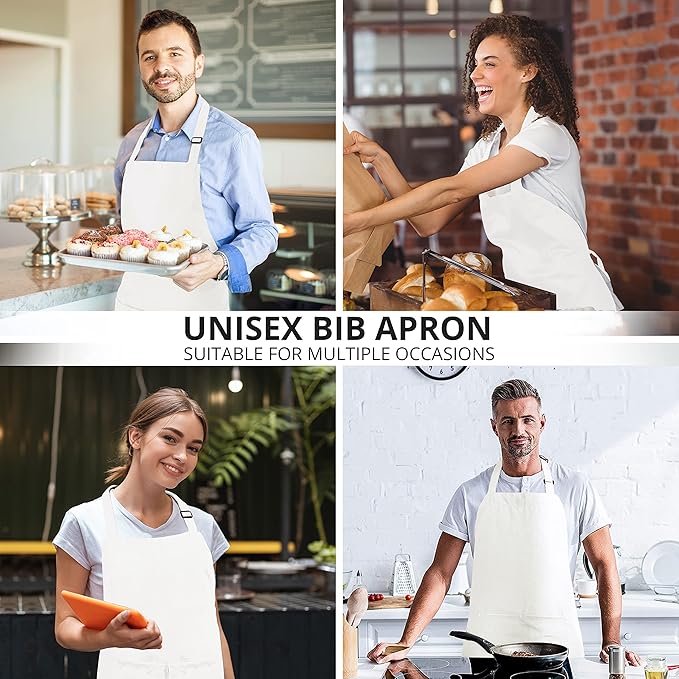 Utopia Kitchen 2 Pack Bib Apron, Adjustable with 2 Pockets, Water and Oil Resistant, Cooking Kitchen Chef Apron for Women Men