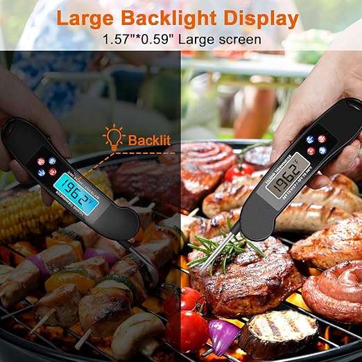 Digital Talking Thermometer for The Blind, Waterproof Instant Read Food Thermometer with Talking Function & Backlight, Meat Thermometer with Probe for Cooking and Grilling, and More