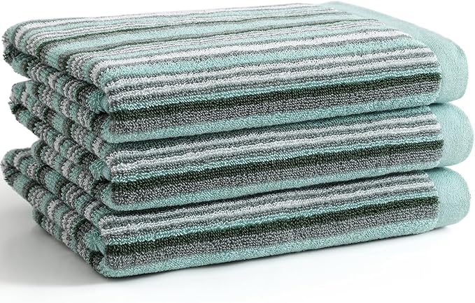 SALAS Premium Cotton Kitchen Dish Towels for Drying Dishes,Large Long 390GMS Hand Towels, Thick Highly Absorbent Dish Cloth Towel Sets with Hanging Loop, 16" X 26", 3 Pcs, Green