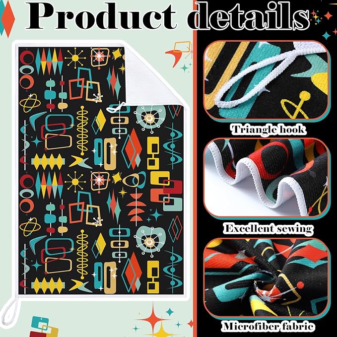 Bencailor 6 Pcs Black Geometric Kitchen Towels Decorative Sets Dish Towels Absorbent Fast Drying Hand Tea Vintage Hanging Reusable Cleaning Dishcloths for Cooking Farmhouse Bathroom Accessory