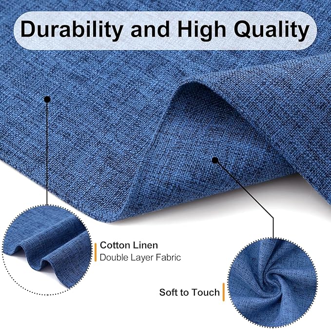 Homaxy Cloths Placemats for Dining Table Set of 4, Heat Resistant Washable Cotton Linen Blend Table Mats, Easy to Clean Place Mats for Indoor Outdoor Party Kitchen Decoration, 13" x 18", Blue
