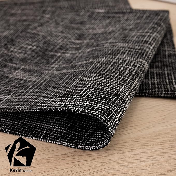 Kevin Textile Halloween Burlap Linen Placemats Set of 6 Heat Resistant Dining Table Place Mats Washable Kitchen Table Mats for Dinning Party Holiday Indoor Outdoor, 13 x19 inches, Black