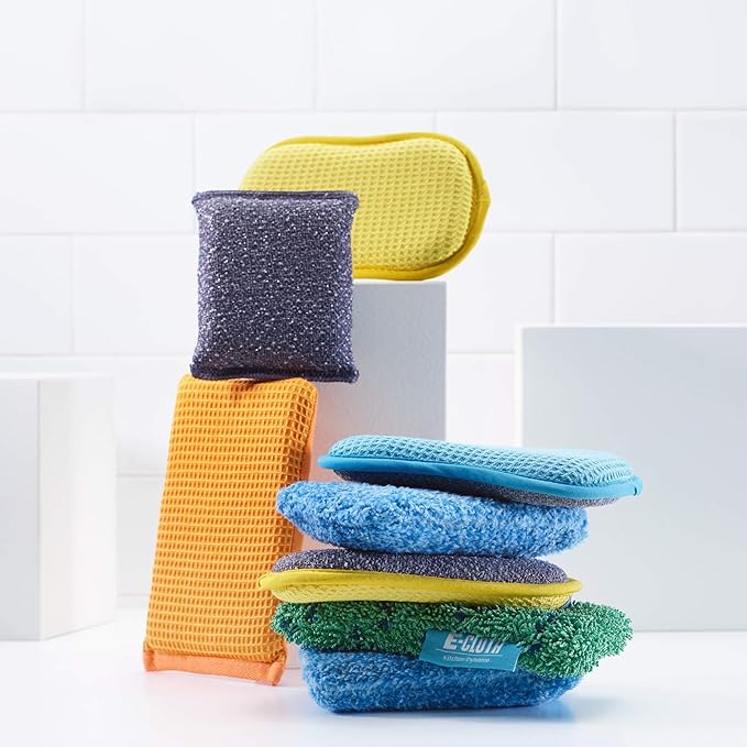 E-Cloth Kitchen Dynamo, Premium Microfiber Non-Scratch Kitchen Dish Scrubber Sponge, Ideal for Dish, Sink and Countertop Cleaning, 100 Wash Guarantee, Green, 2 Pack