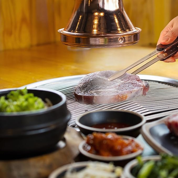 Exquisite Lightweight Cooking Tongs - 304 Stainless Steel & Walnut Wood, Comfortable Grip, Non-Slip Design, High Heat Resistant - Ideal for Light and small food, Kitchen Plating, Korean BBQ, 9-Inch