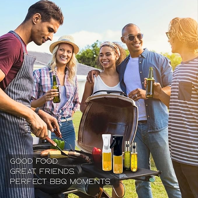 BOKKY Oil Sprayer for Cooking, 2 Pack 100ml Olive Oil Mister for Air Fryer, BBQ & Salad, Refillable 304 Stainless Steel Glass Bottles (Transparent / 2 Pack)