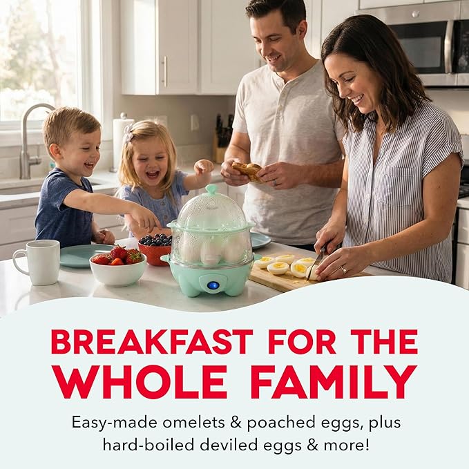 Dash Deluxe Egg Cooker - Boiler, Poacher & Steamer - Includes Measuring & Recipe Guide - Dishwasher Safe - BPA Free - Holds 12 Eggs, Aqua