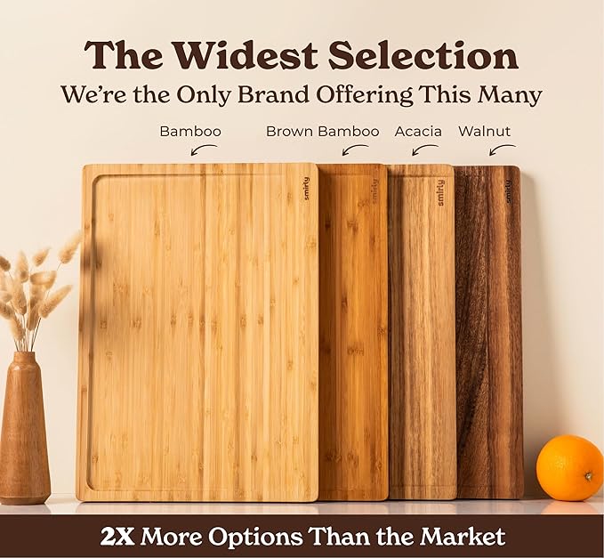SMIRLY Bamboo Cutting Board Set, Chopping Board and Wooden Cutting Boards for Kitchen, Small Wood Cutting Board and butcher block (Acacia Wood, 1 Pack)