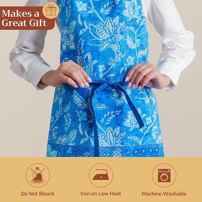 Maison d' Hermine 100% Cotton Apron for women with Pocket Kitchen Chef Apron for Men Cooking Mothers Day Gifts