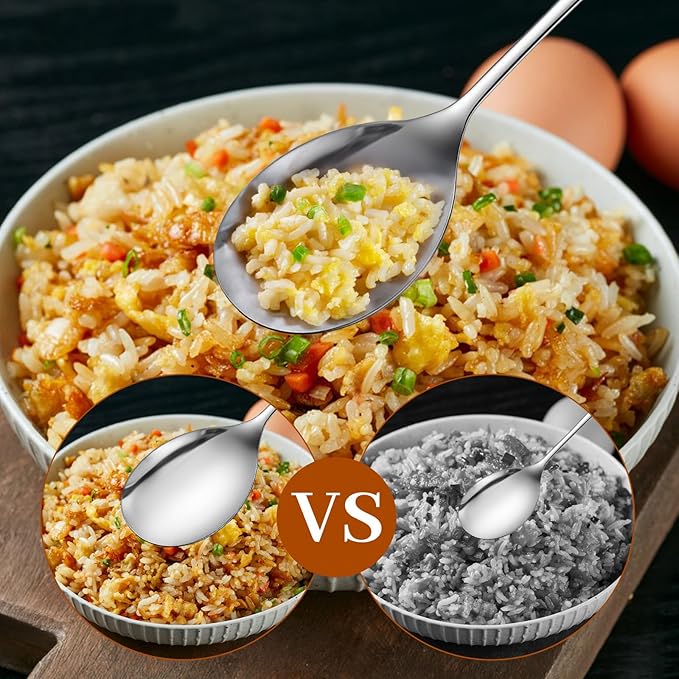10 Pcs Large Serving Spoons Set, 9.76 Inches Stainless Steel Spoons Solid Silver Serving Utensils Big Ladle Tablespoons for Parties Buffet Catering Banquet Kitchen Basics Dishwasher Safe