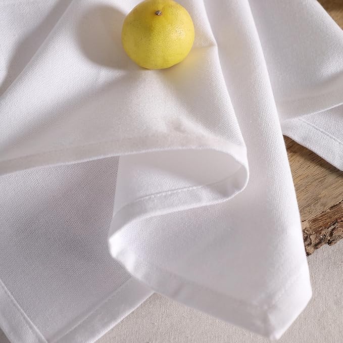 Cloth Napkins Set of 12 White Solid Dinner Napkins 18x18 Inch, 100% Cotton, Soft Absorbent Reusable Washable Durable Napkin, Decorations, Restaurant, Wedding & Table Décor, Everyday Use