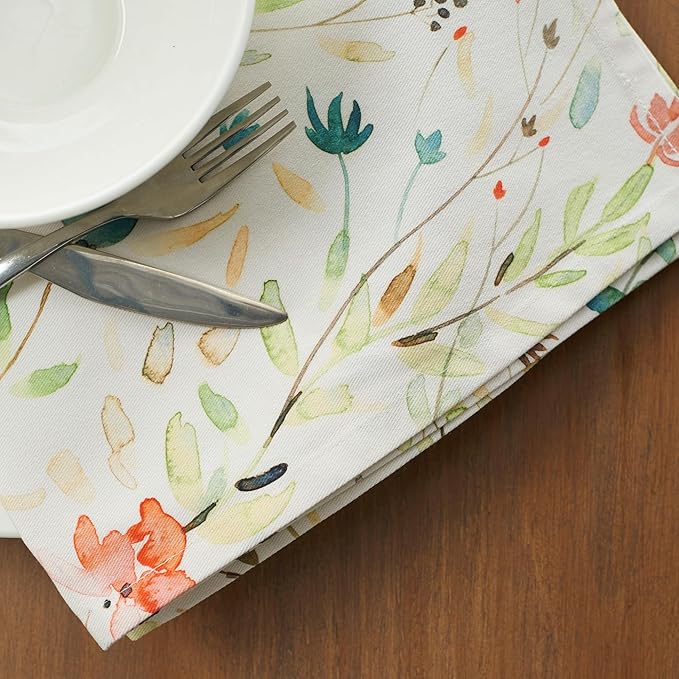Maison d' Hermine Cloth Napkins Set of 4 100% Cotton Everyday Reusable Square Napkins Cloth Washable, Dinner, Party, Wedding, Restaurant, Spring/Summer (Colmar, 20" x 20")