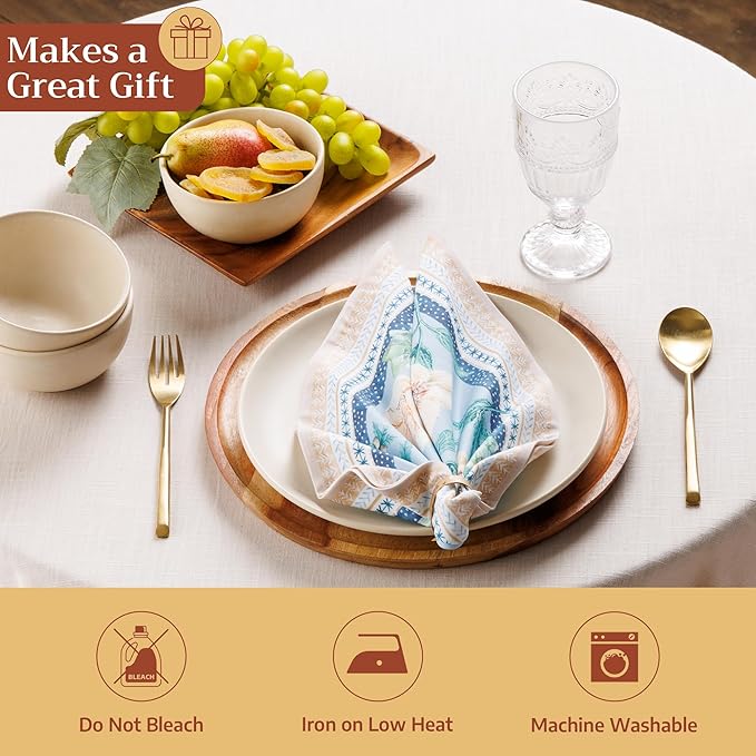 Maison d' Hermine Cloth Napkins Set of 4 100% Cotton Everyday Reusable Square Napkins Cloth Washable Dinner Party Wedding Restaurant Gifts for Mothers Day Spring/Summer (Winter Floral, 18" x 18")