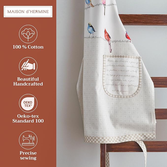 Maison d' Hermine 100% Cotton Apron for women with Pocket Kitchen Chef Apron for Men Cooking Mothers Day Gifts