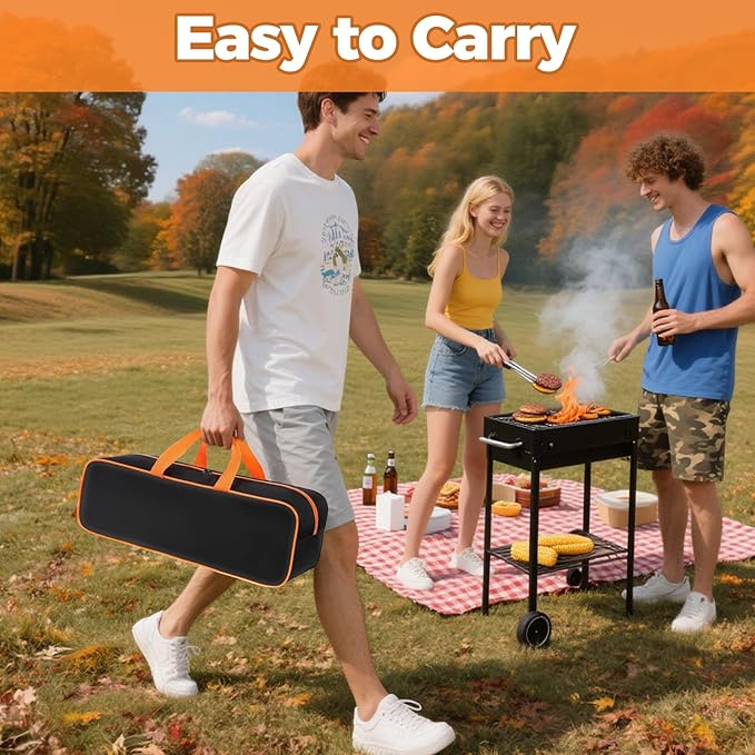 Grill Tool Storage Bag, 24" x 8" x 8" Large Capacity Grill Accessory Storage, 1680D Heavy-Duty Grill Utensil Storage, Accessories Storage Compatible with Blackstone (No Accessories)