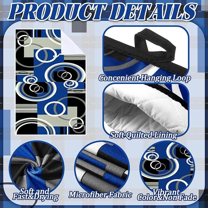 Jingmore 6 Pcs Kitchen Decor Set Accessorie Farmhouse Kitchen Towels Pot Holders Oven Mitts Set 2 Dish Towels 2 Pot Holders 2 Cooking Mittens Oven Glove for Cooking(Blue and Black,Geometric)