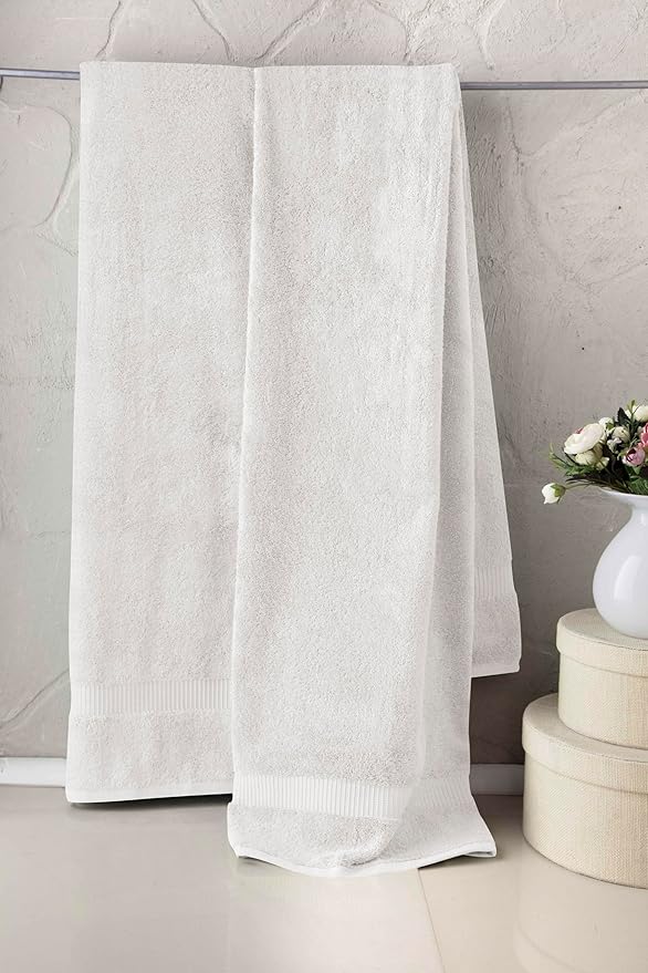 SALBAKOS 100% Turkish Cotton Bath Sheet Towels Set of 2-Piece White | 35x70 in Extra Large Bath Towels | Premium Hotel Quality, Thick, Soft, Super Absorbent Oversized Bath Towel (White, 2 Bath Sheets)