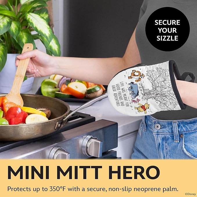 Best Brands Disney Apron & Oven Mitts Set – 3 Piece Bundle with 1 Cotton Kitchen Apron for Cooking & 2 Heat Resistant Pot Holders