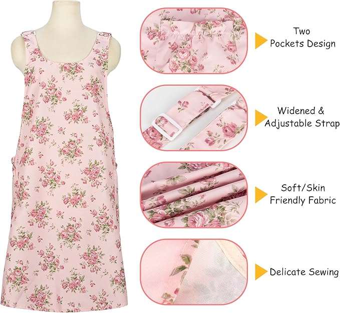 NEOVIVA Kitchen Aprons for Women with Pockets,Cooking Aprons for Women,Vintage Apron for Baking Gardening,Gifts for Mothers