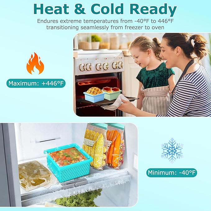 Silicone Freezer Molds for Soup Cube - 2-Cup Freezer Storage Container Tray with Lid,4 Pack Stackable Ice Cube Trays for Portion Control,Food Storage & Meal Prep (Blue+Green+Light Blue+Dark Gray)