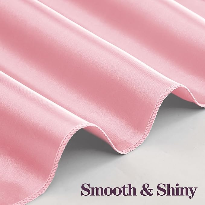 RUDONG M 100 Pcs Light Pink Satin Napkins and Napkin Rings Set, 17 x 17 Inch Square Cloth Napkins Set of 50, Silky Soft Table Napkins Bulk for Weddings, Banquet, Parties Dinner Decoration