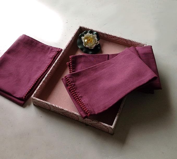 TARAN LIVING Kitchen Towels with Hanging Loop 100% Cotton Solid Kitchen Dish Cloths, Valentine Decor Kitchen Hand Towel Reusuable Dish Towel for Cleaning & Drying 18"x 28", Pack of 6 Deep Purple