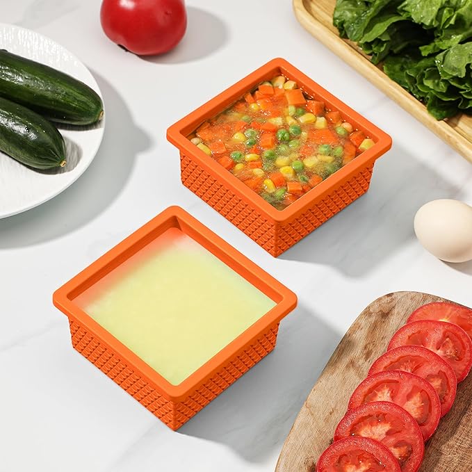 Silicone Freezer Molds for Soup Cube - 2-Cup Freezer Storage Container Tray with Lid,4 Pack Stackable Ice Cube Trays for Portion Control,Food Storage Meal Prep,Oven & Dishwasher Safe