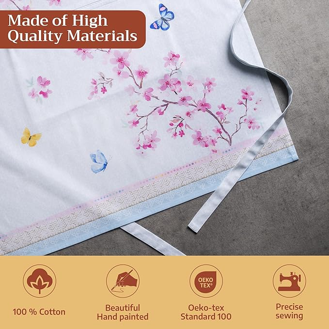 Maison d' Hermine 100% Cotton Apron for women with Pocket Kitchen Chef Apron for Men Cooking Mothers Day Gifts