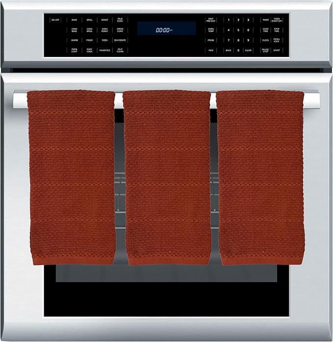 Maroon Rust Cinnamon Kitchen Hand Dish Towels: Oversized 28" x 18",100% Cotton Cloth Soft Cleaning Drying Absorbent Textured Design, Set of 3 Multipurpose for Everyday Use (Cinnamon Textured)