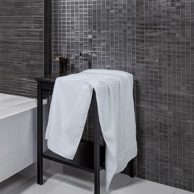 Commercial Bulk Pack of 12 Large Bath Towels – 100% Cotton Terry 24" x 50" – Ideal for Hotels, Salons, Gyms, Spas & Institutional Use – White