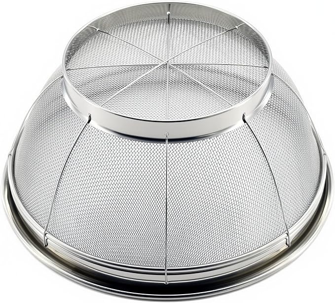 Fine Mesh Strainer for Kitchen, 4 Quart Stainless Steel Colander Bowl for Pasta, Rice, Fruit, Metal Net Baskets with Resting Base - Strain, Drain, Rinse