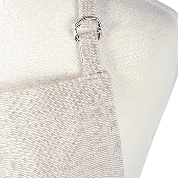 DII 100% Cotton Solid Chambray Kitchen Set, Chef Apron, Natural, 1 Piece