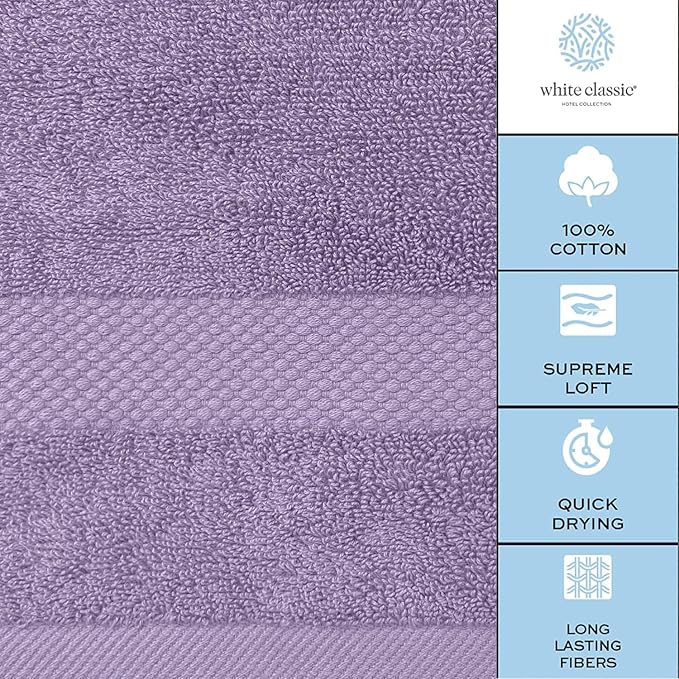 White Classic Luxury Soft Bath Sheet Towels - 650 GSM Cotton Luxury Bath Towels Extra Large 35x70 | Highly Absorbent and Quick Dry | Hotel Quality Extra Large Bath Towels Oversized, Lavender, 2 Pack