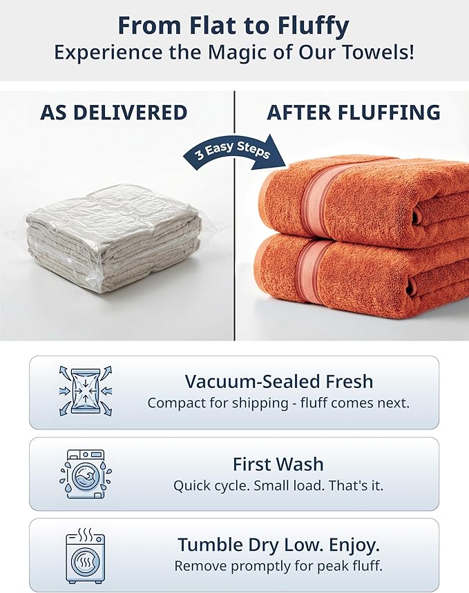 Lane Linen 100% Cotton 4 Pack Bath Towels (28"x54") - Zero Twist, Mercerized Cotton Towel Sets for Bathroom - Quick Dry, Soft & Absorbent Large Bath Towel Set - Salon, Spa & Hotel Quality - Tiger Lily