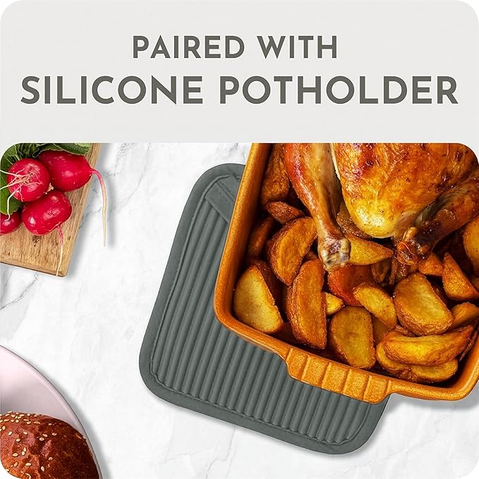 Extra Long Silicone Oven Mitts and Pot Holders Sets | Heat Resistant 500°F BPA-Free Food Grade Silicone Hot Pads & Kitchen Mittens | 4-Piece Set of Oven Gloves & Potholders for Kitchens- Gray