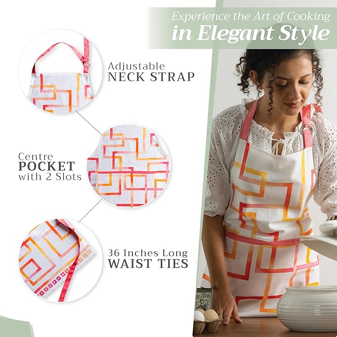 Maison d' Hermine 100% Cotton Apron for women with Pocket Kitchen Chef Apron for Men Cooking Mothers Day Gifts