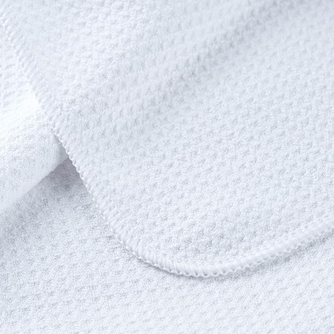 POLYTE Premium Microfiber Kitchen Dish Hand Towel Waffle Weave 12 Pack (16x28 in, White)