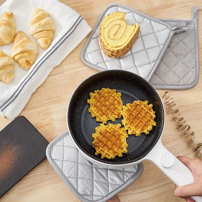 Kitchen Pot Holders Set Heat Resistant Pure Cotton Potholders Kit Trivets Large Coasters Hot Pads Terry Pot Holders for Everyday Cooking and Baking by 7 x 7 Inch Set of 6 Grey