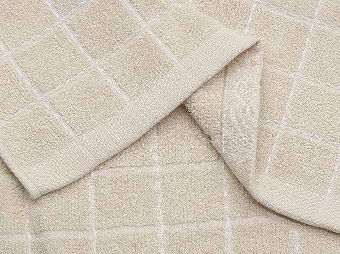 Natural Cotton Dish Cloths Waffle Weave Kitchen Towels,Ultra Absorbent Quick Drying Dish Towels, Soft Comfort Cleaning Cloth Washcloths, Set of 6 (Beige, 12 x 12 Inches)