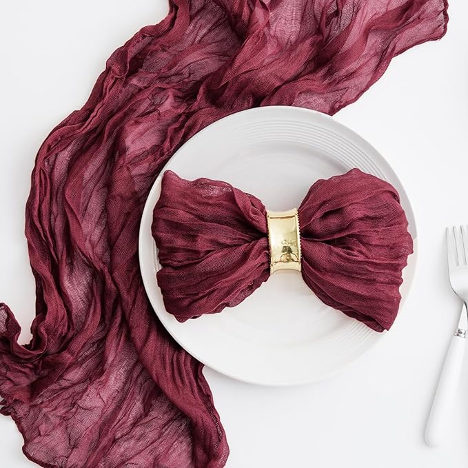 100 Pack Burgundy Cheesecloth Napkins Washable 21x21 Inches Burgundy Cloth Napkins Set of 100 Dinner Table Napkins for Wedding Bridal Baby Shower Rustic Boho Cotton Gauze Summer Party Table Decor
