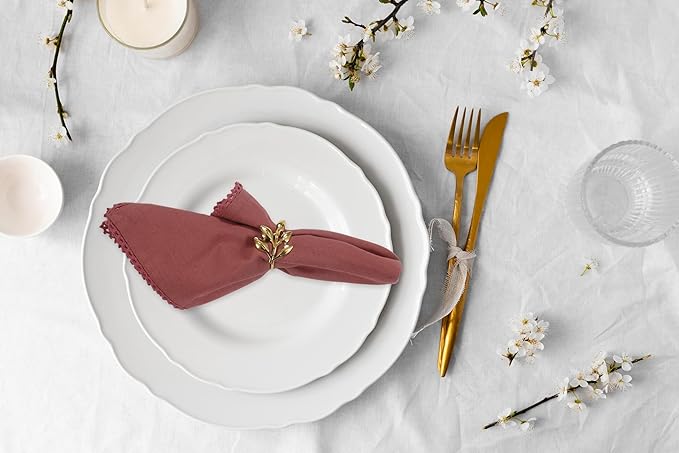 ACCENTHOME Blush Cloth Napkins Set of 6 18x18 inch Cotton Dinner Napkins - Washable Soft Premium Hotel Quality Reusable Napkins Perfect Table Napkins for Family Dinners, Weddings & Everyday Use