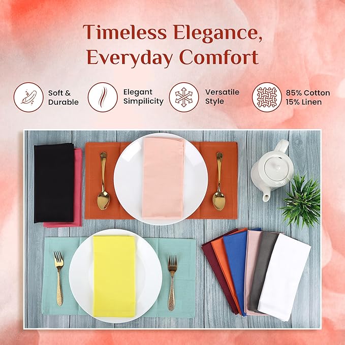 Multicolor Cloth Napkins Set of 12 Cotton Linen Everyday Dinner Napkin -Easter Spring Summer Holiday Party Gift - Soft Durable Rusable Washable Absorbent Reusable Napkin 18 x18 Assoterd Multi Pack
