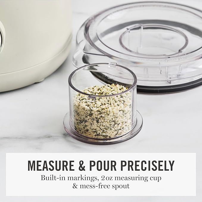 Martha Stewart Countertop Blender, 50oz Jar, 6 Stainless Steel Blades 3 Speeds & 5 Presets, Auto Clean, Smoothies, Crush Ice, Shakes, Chop, Margarita, Measurement Markings, 700W, Linen Cream