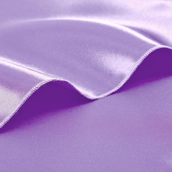 KKJIAF Lavender Silky Satin Napkins (12 Pack, 17x17 Inches),Washable Polyester Square Table Napkins for Wedding Dinner Party Decoration