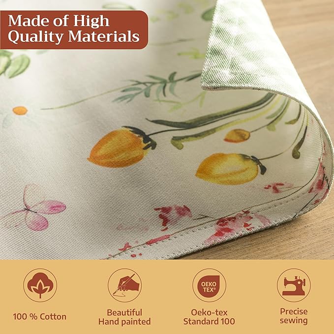 Maison d' Hermine Placemats Set of 4 100% Cotton Washable Cloth Place Mats Reusable Table Mats for Kitchen Dining Party Wedding Gifts for Mothers Day Spring/Summer (Botanical Fresh, 13" x 19")